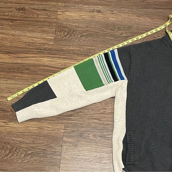 Vintage Phat Farm Men’s Zip Up Long Sleeve Sweater Cream Gray Green Blue Size XL - Picture 7 of 12